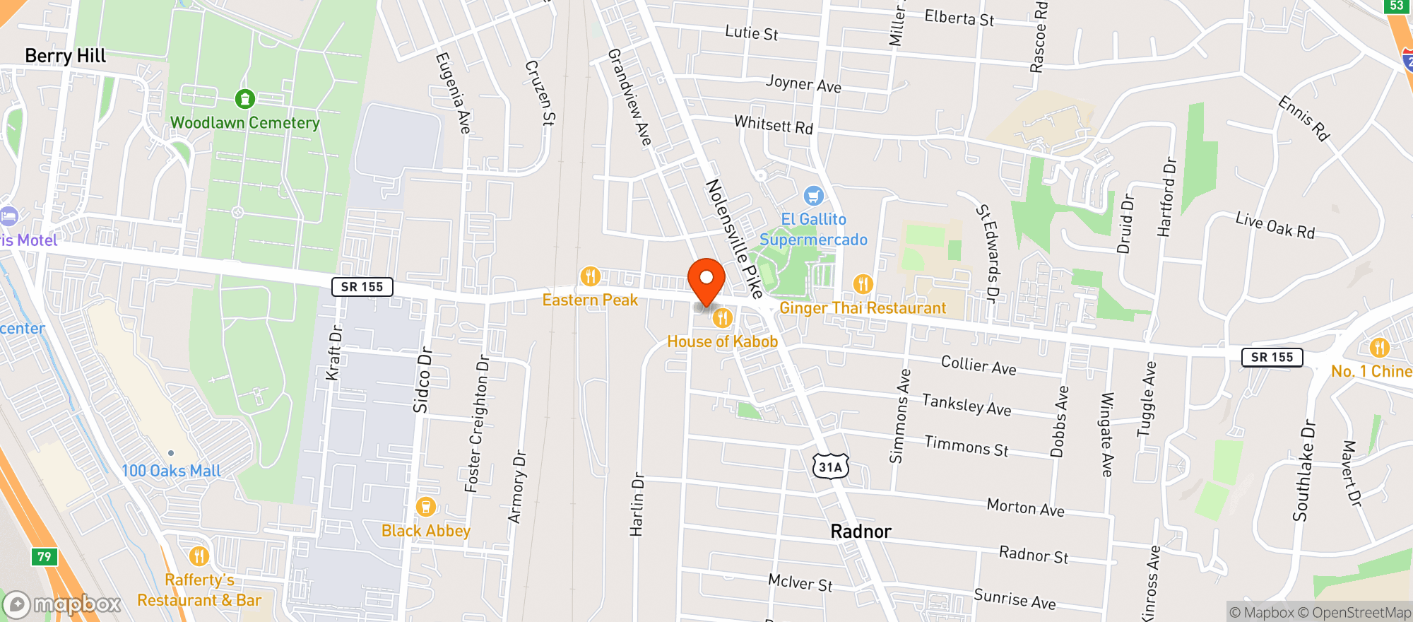 Map showing Twin Kegs