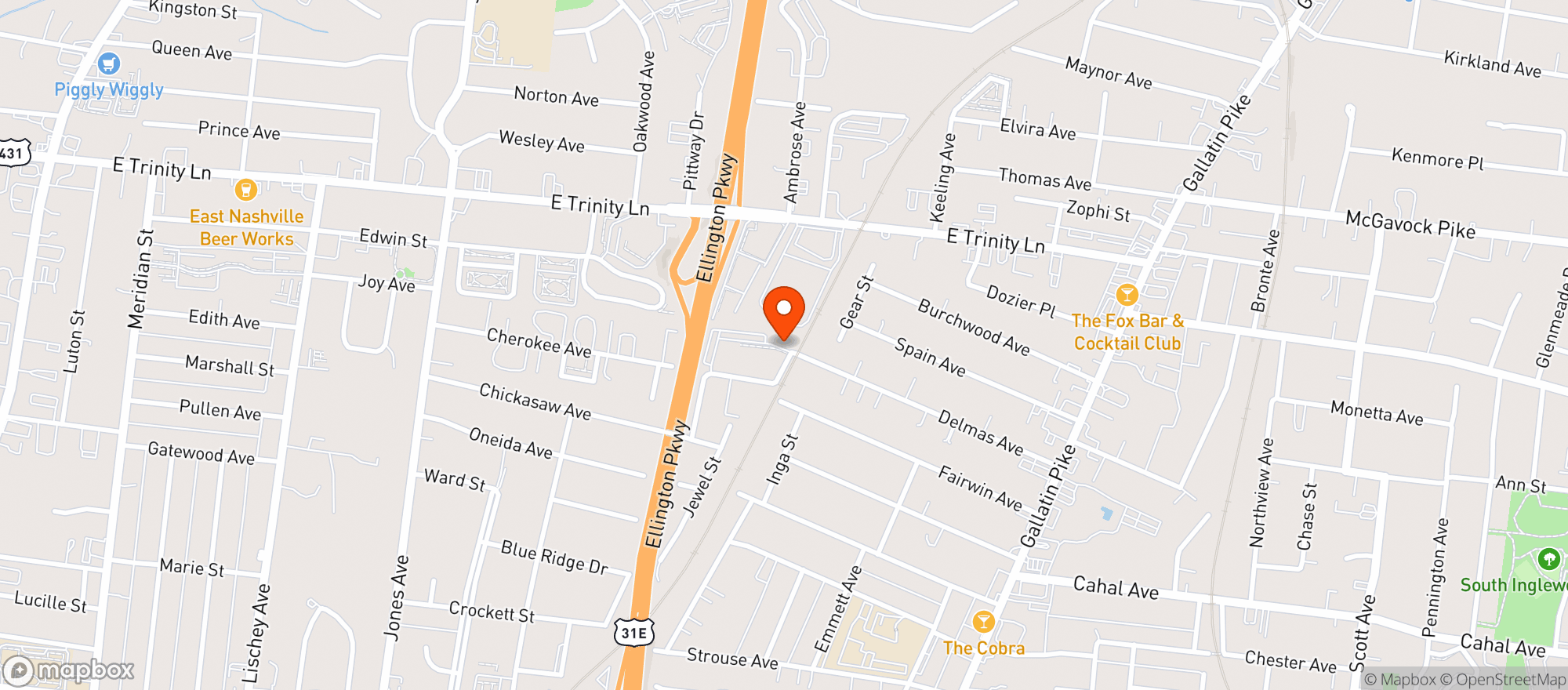 Map showing Frankies of Nashville