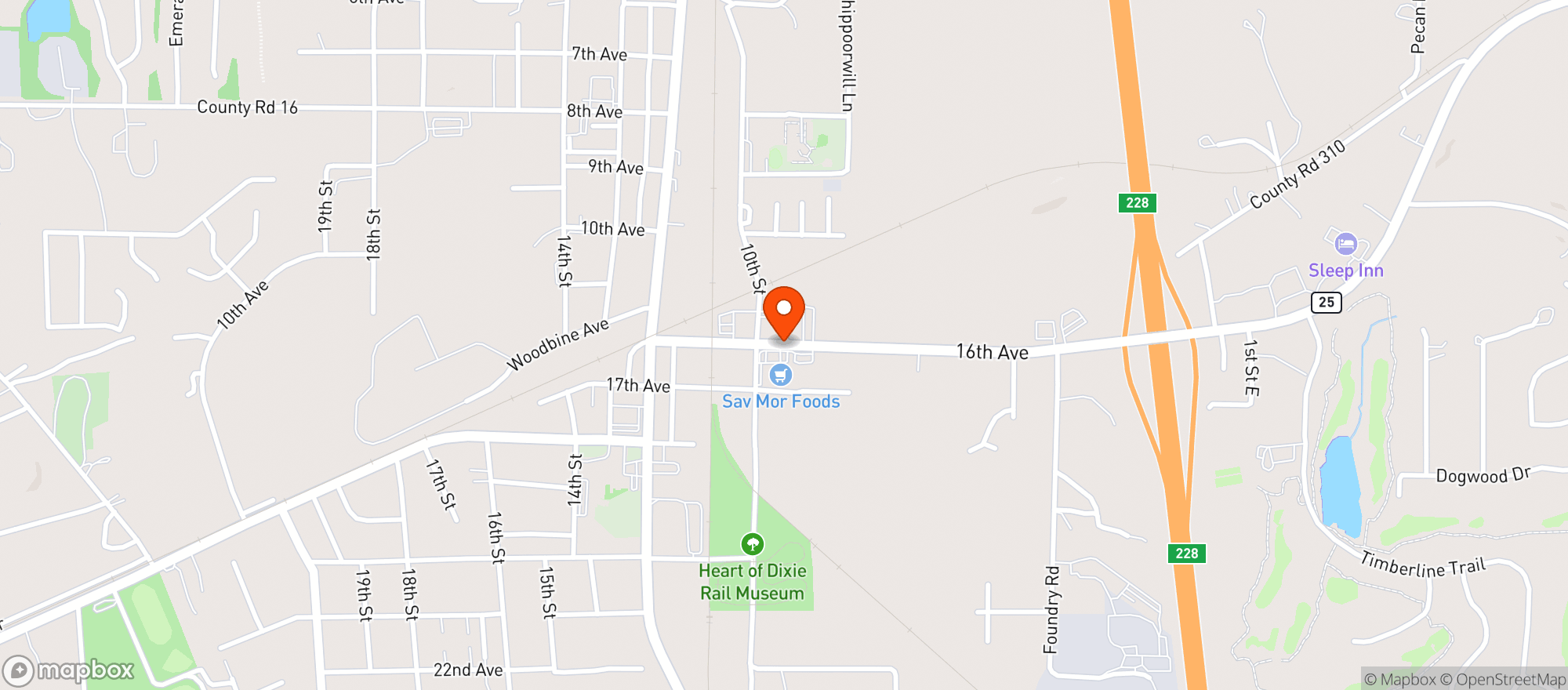 Map showing SAV MOR FOOD OUTLET