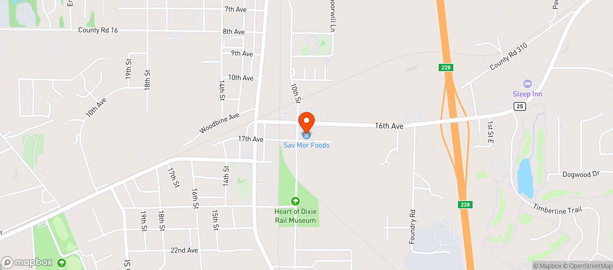 Map showing SAV-MORE FOOD OUTLET