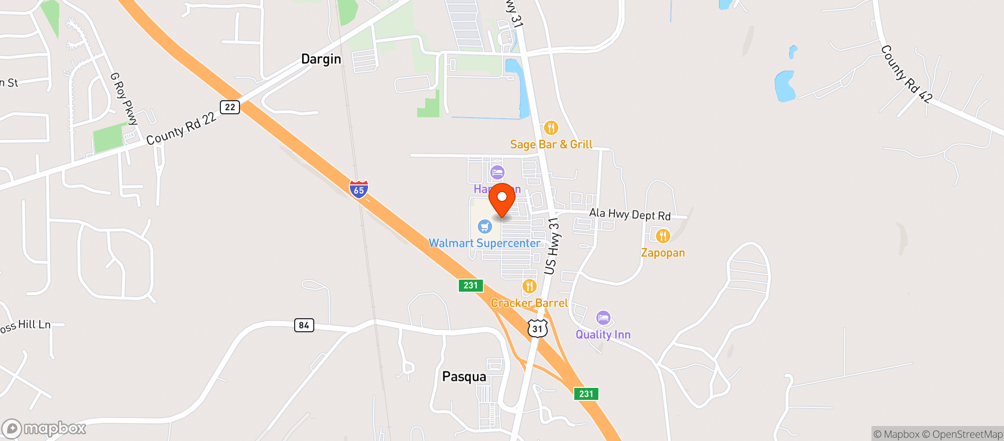 Map showing WALMART SUPERCENTER