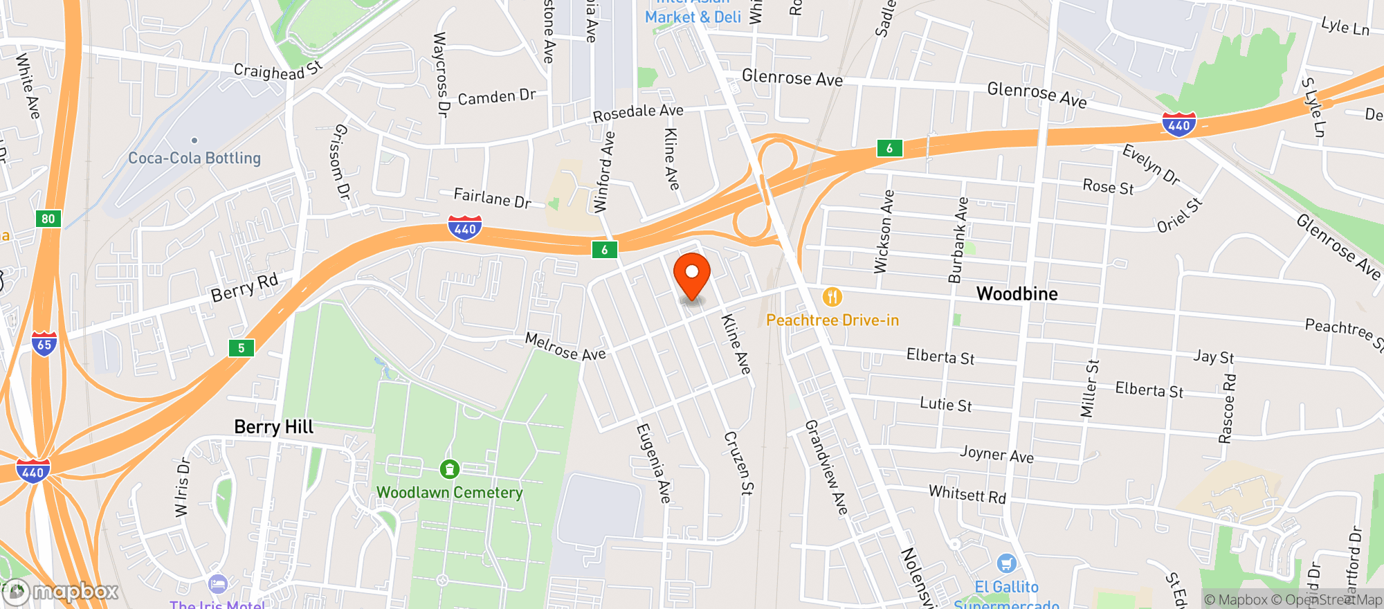 Map showing Door Dash