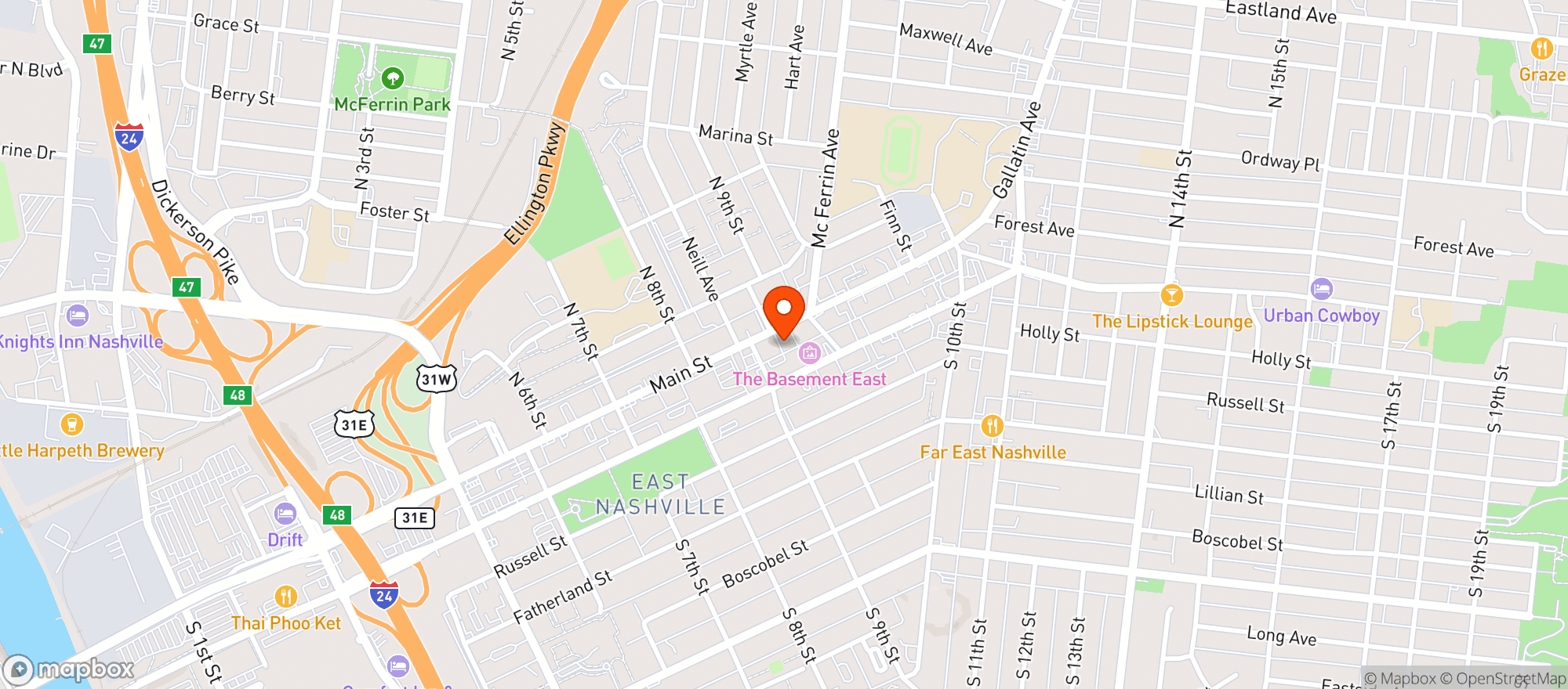Map showing Dog Haus East Nashville