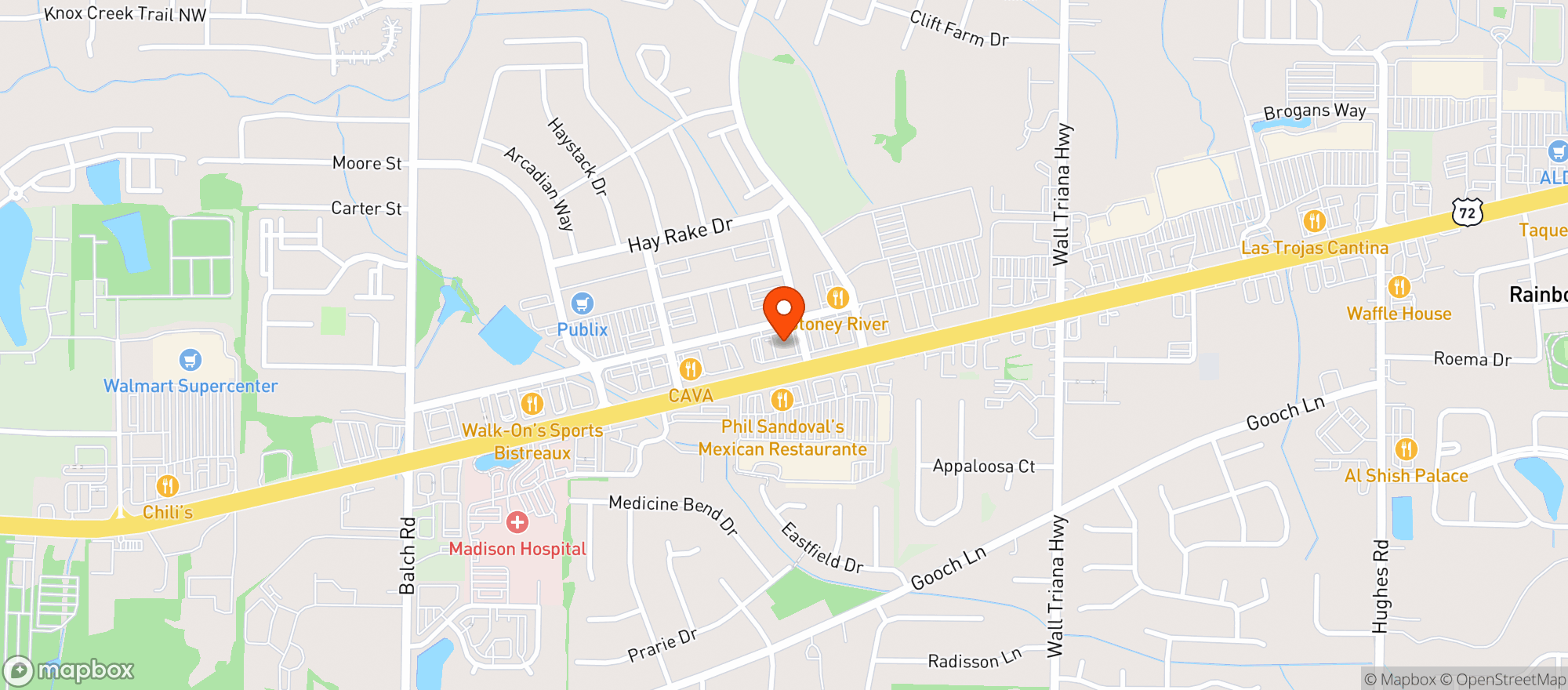 Map showing Jonathans Grille