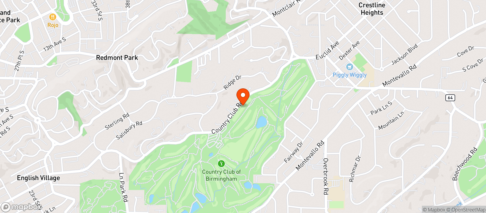 Map showing Country Club Of Birmingham