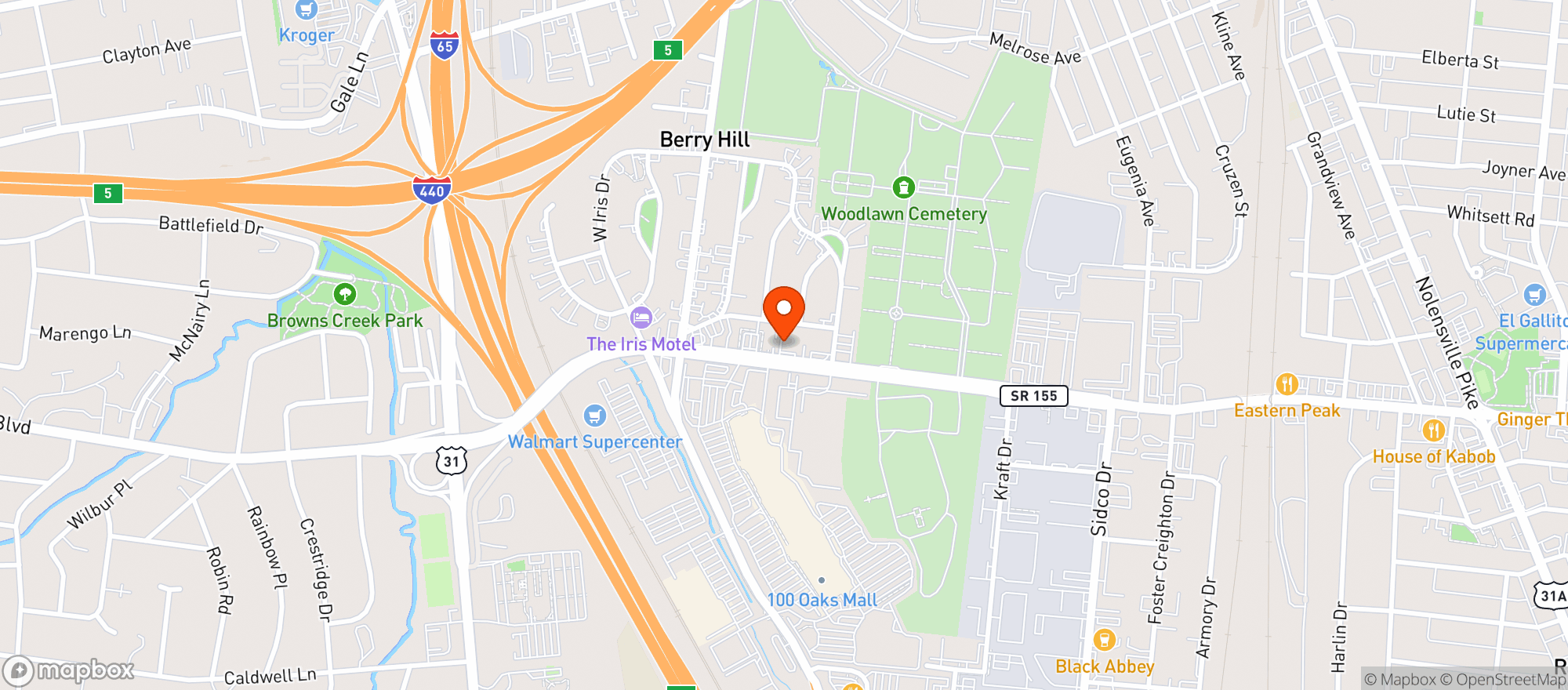 Map showing Nashville Daily Spirits