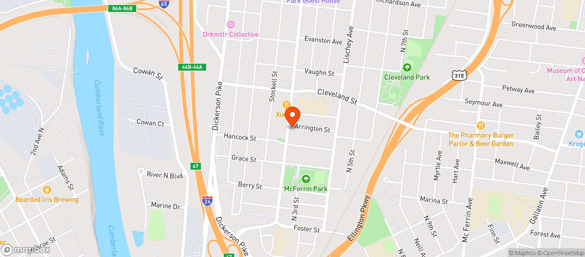 Map showing Audrey