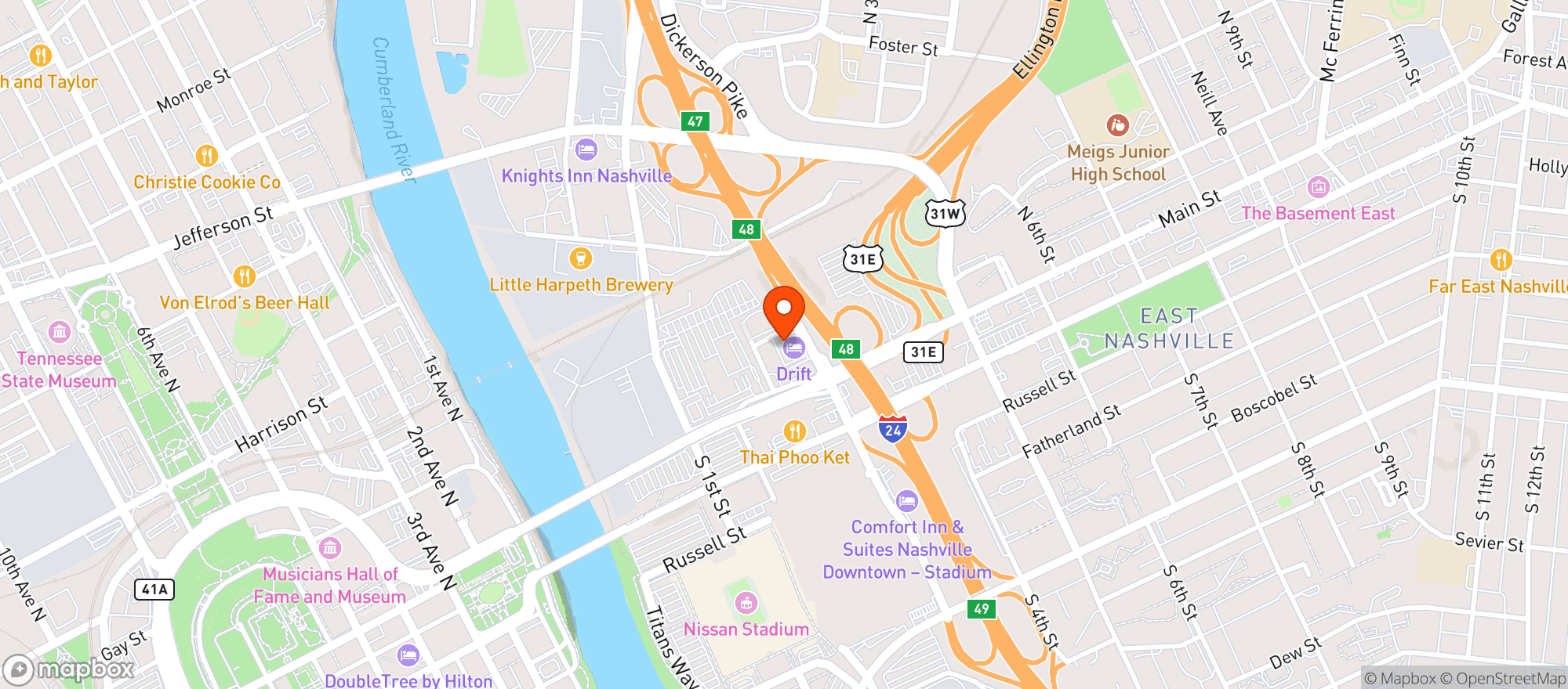 Map showing The Sun Room At Drift Hotel 