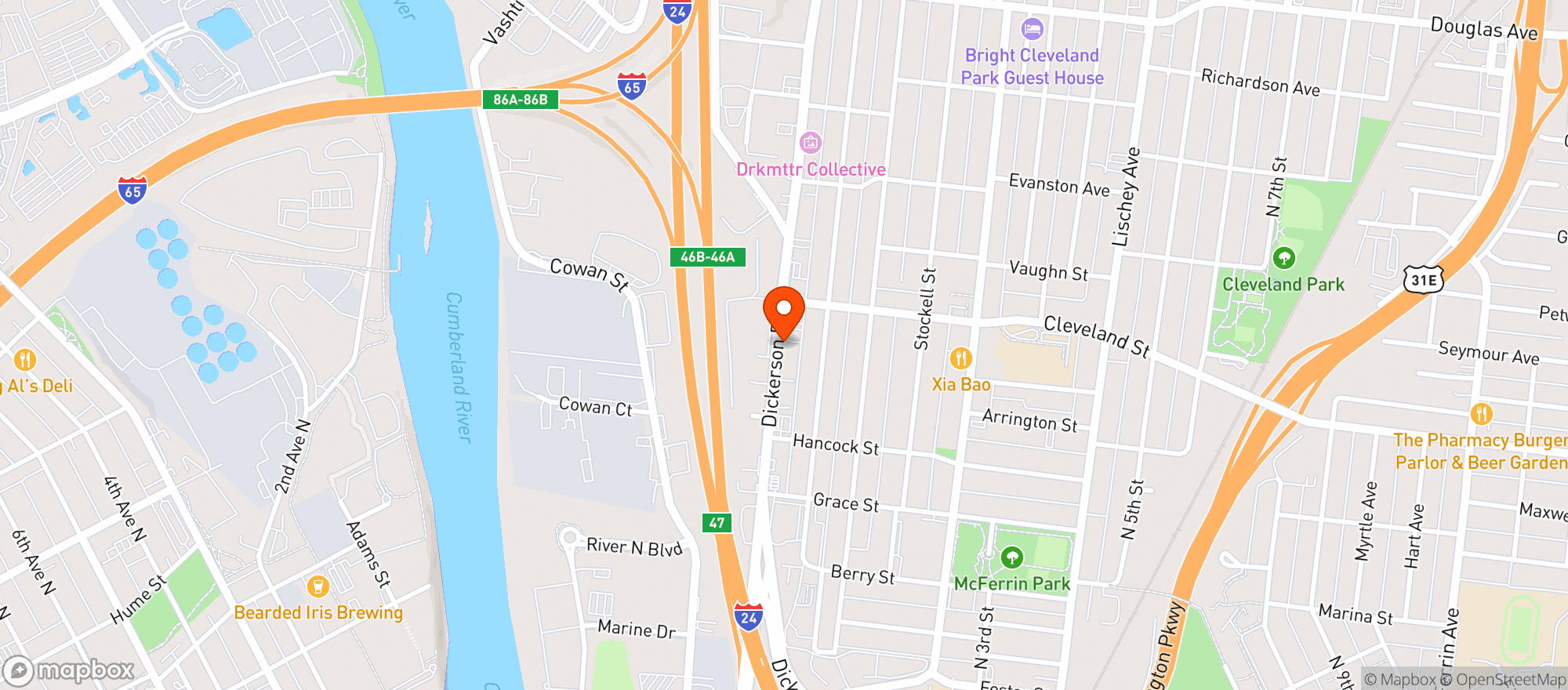 Map showing Last Chance Liquors