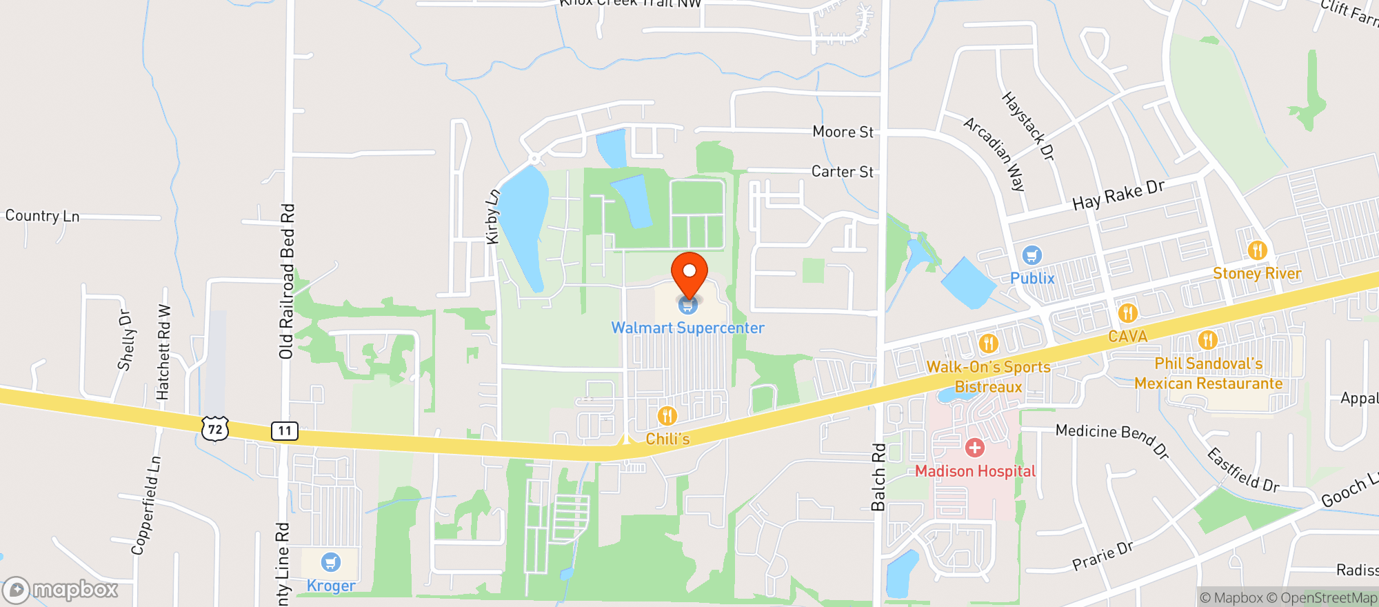 Map showing WALMART SUPERCENTER