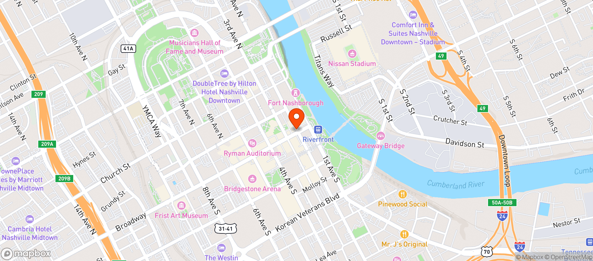 Map showing Downtown Nashville Wine & Spirit