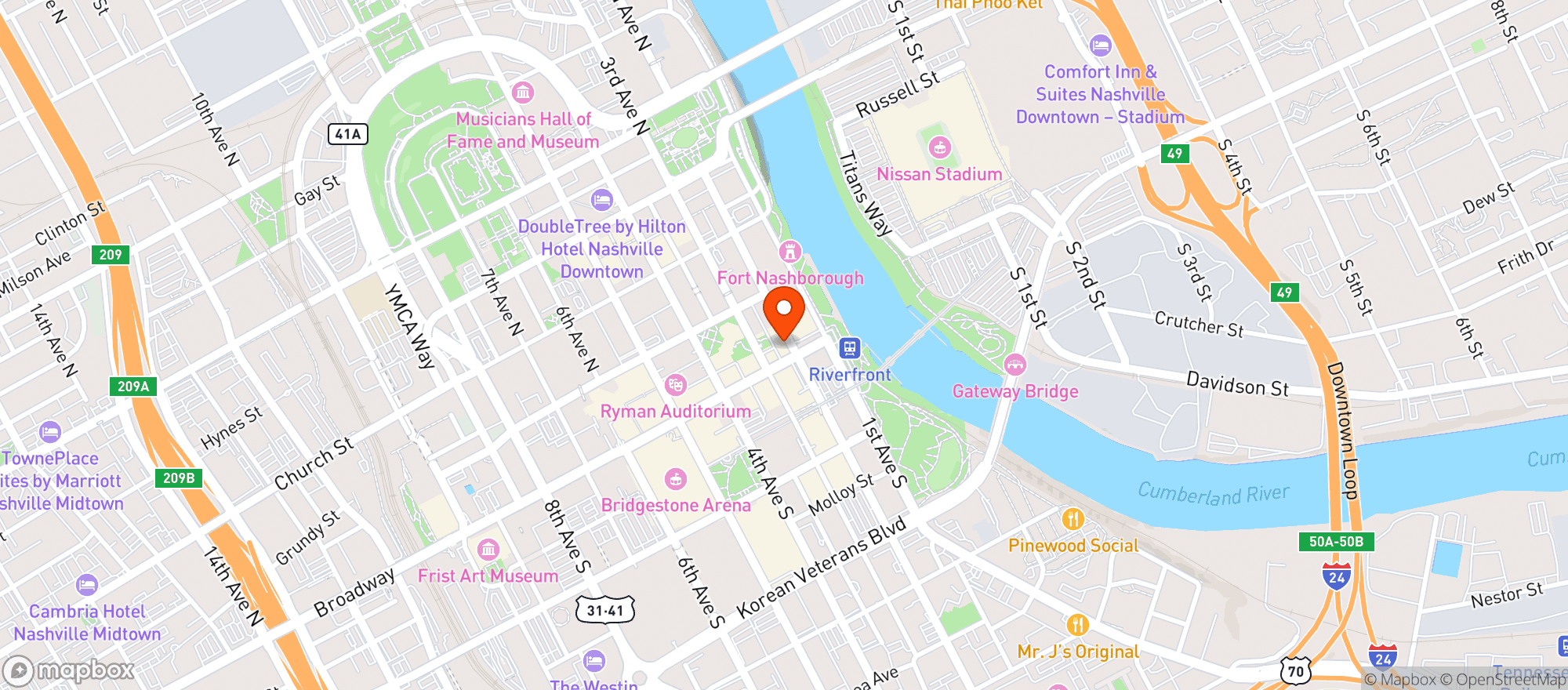 Map showing Downtown Nashville Market