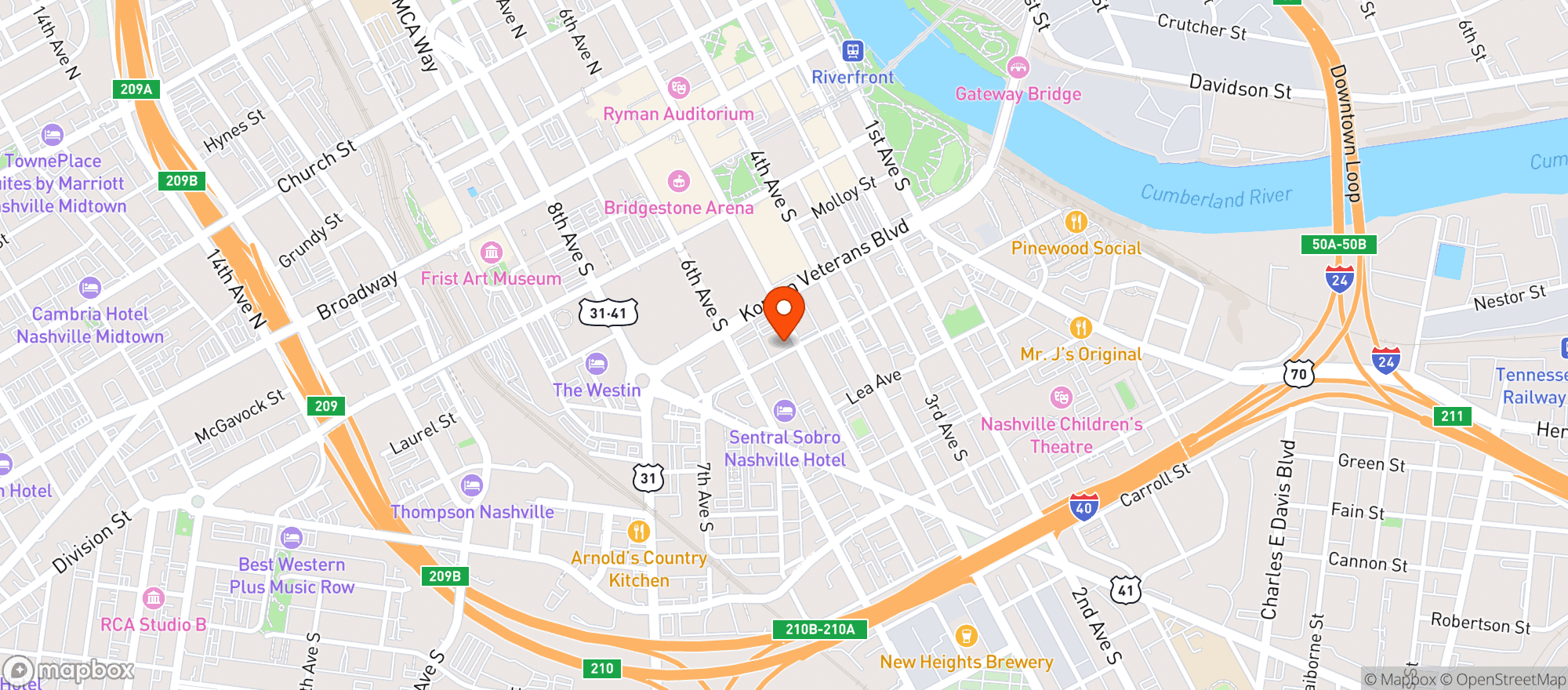 Map showing Margaritaville Nashville