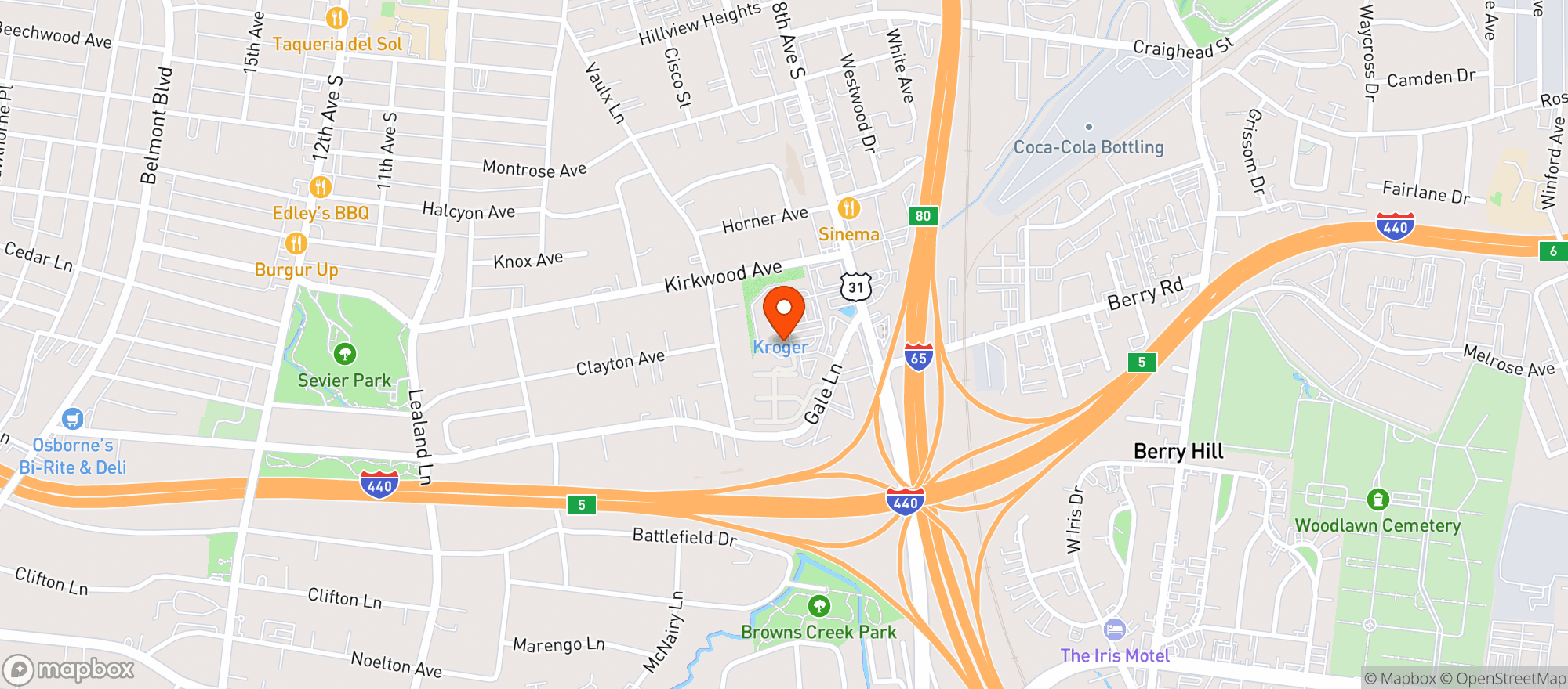 Map showing Melrose Wine & Spirits