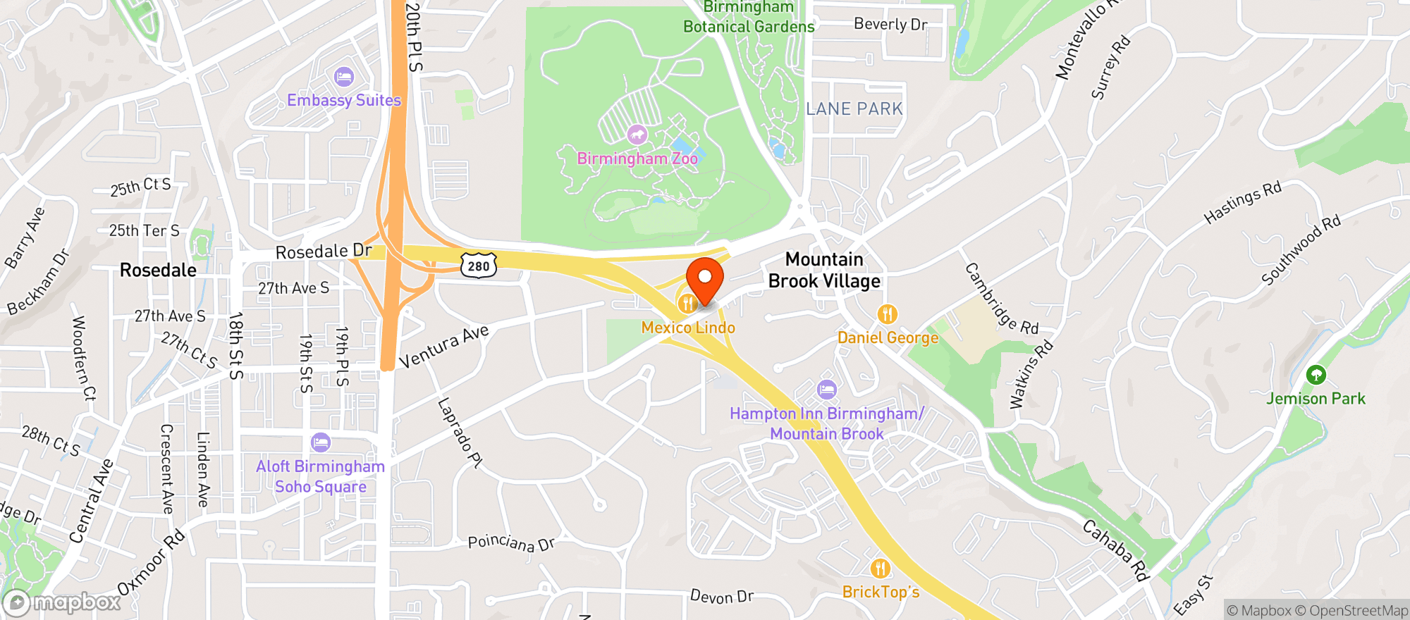 Map showing Mexico Lindo Restaurant