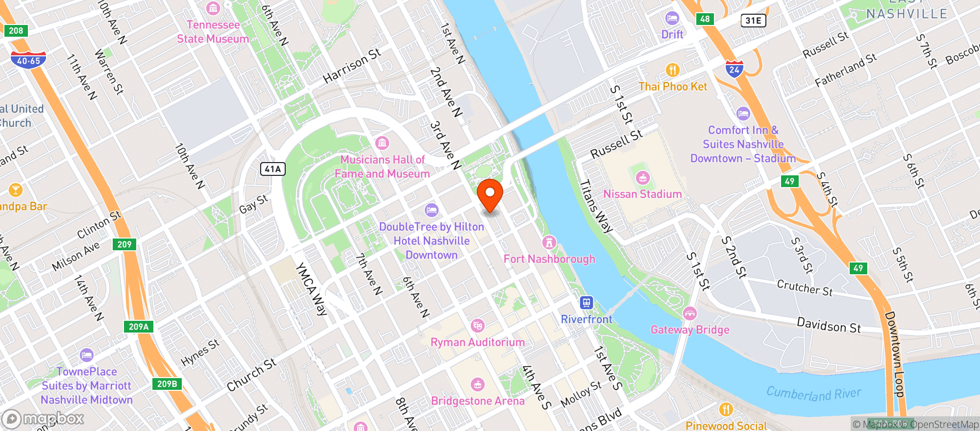 Map showing Bankers Alley Hotel