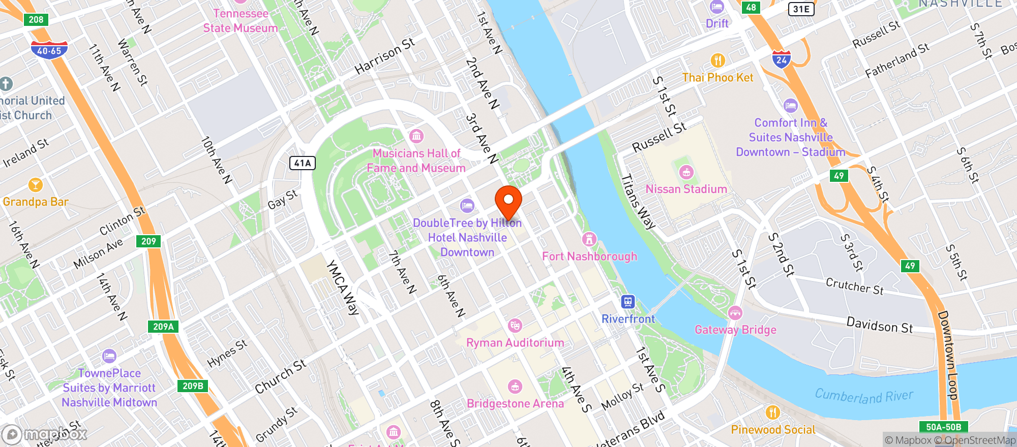 Map showing Bourbon St Blues & Bar