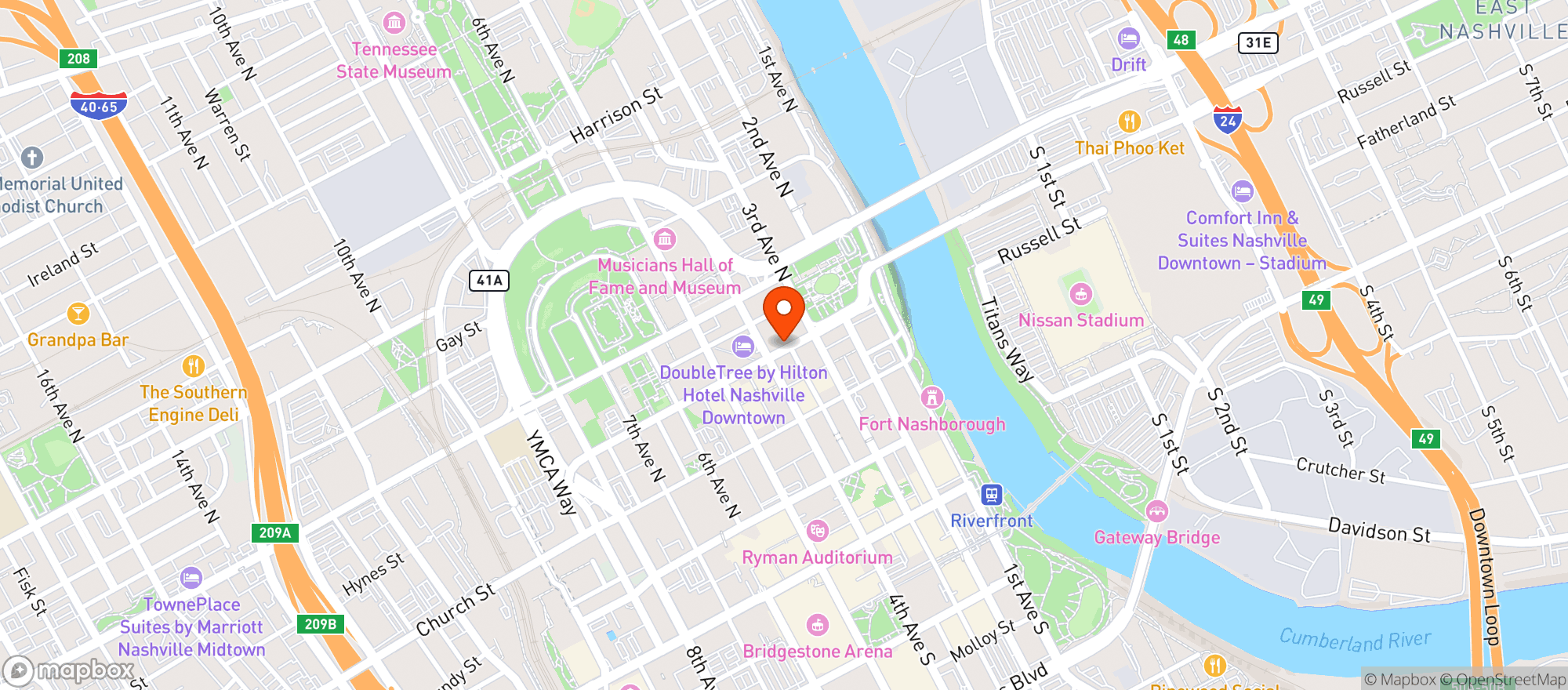 Map showing Jeff Ruby's Steakhouse