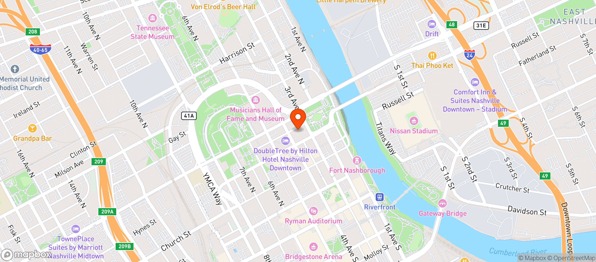 Map showing Nashville Liquor(dwntown)