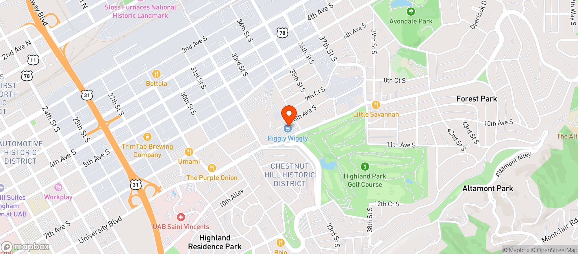 Map showing Piggly Wiggly