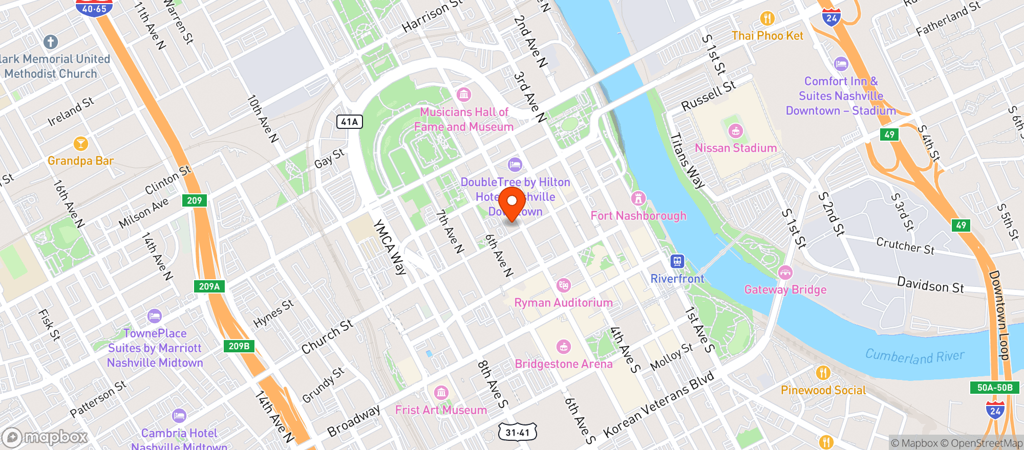 Map showing Pucketts Gro Restaurant