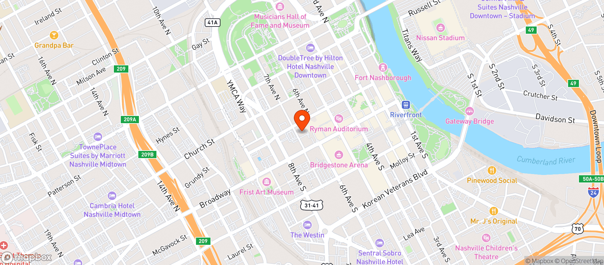 Map showing Holston House Nashville
