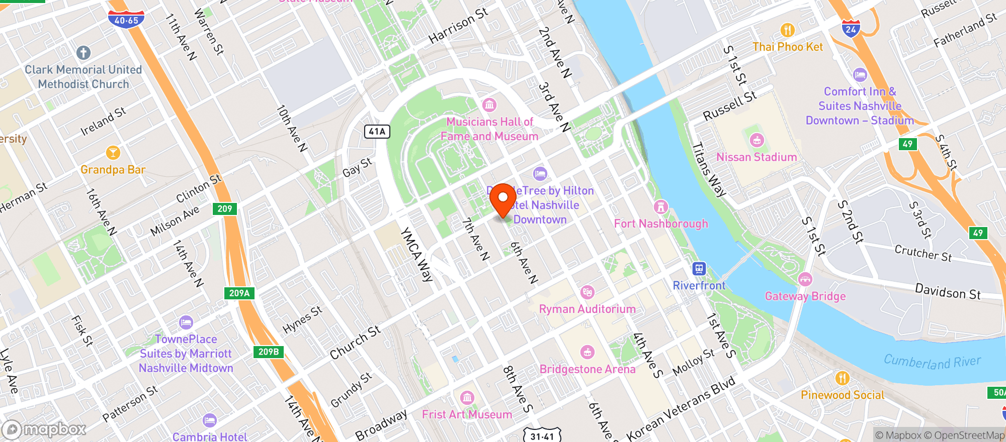 Map showing Hermitage Hotel