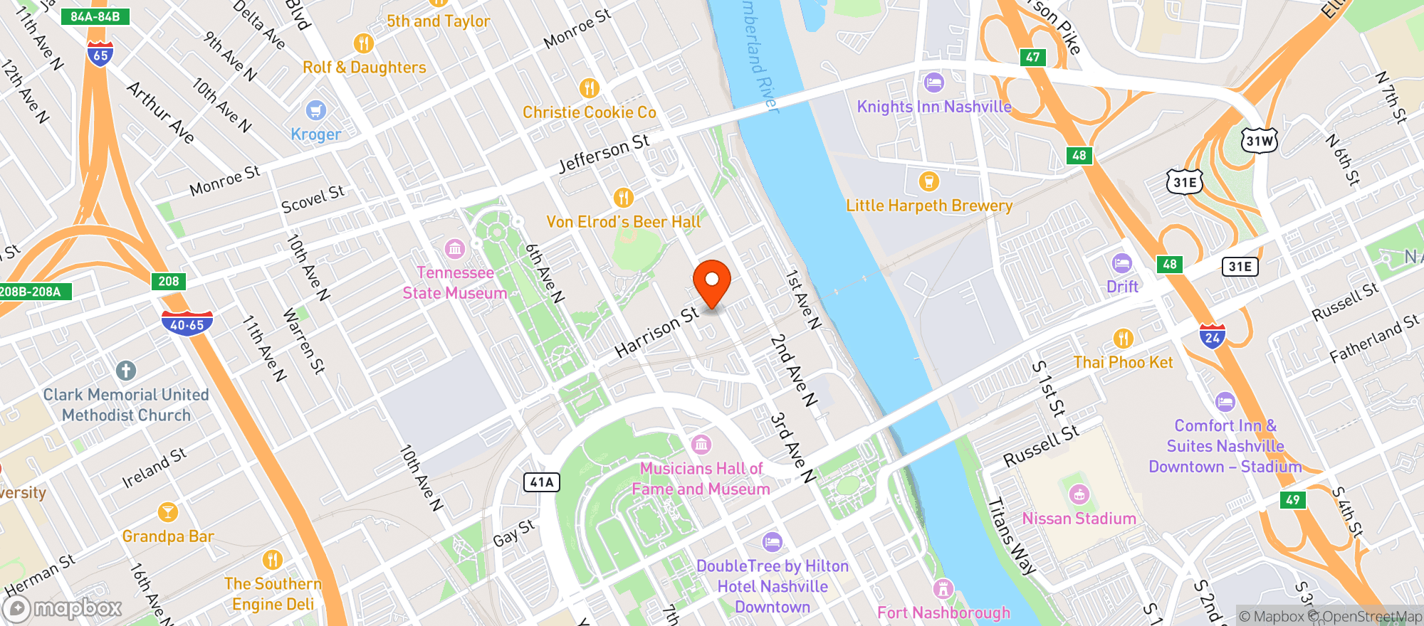 Map showing Jonathan's Grille