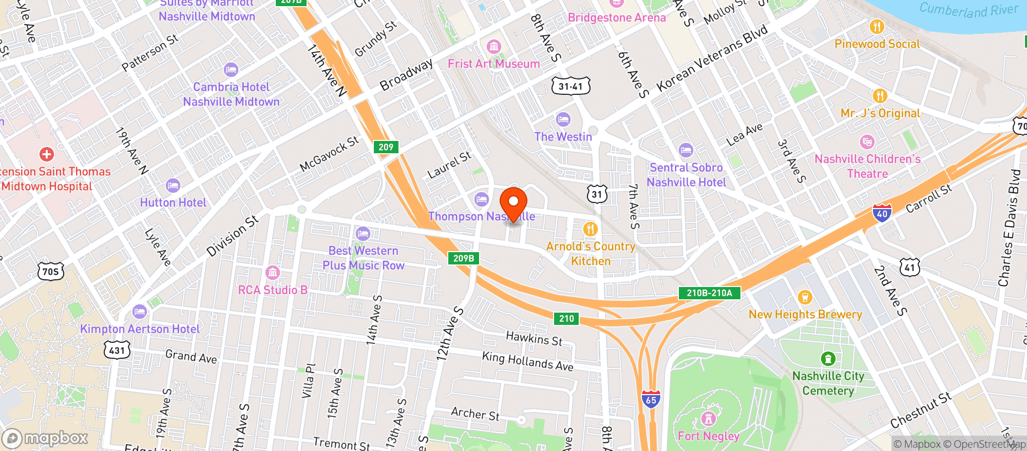 Map showing Sushi Bar Nashville