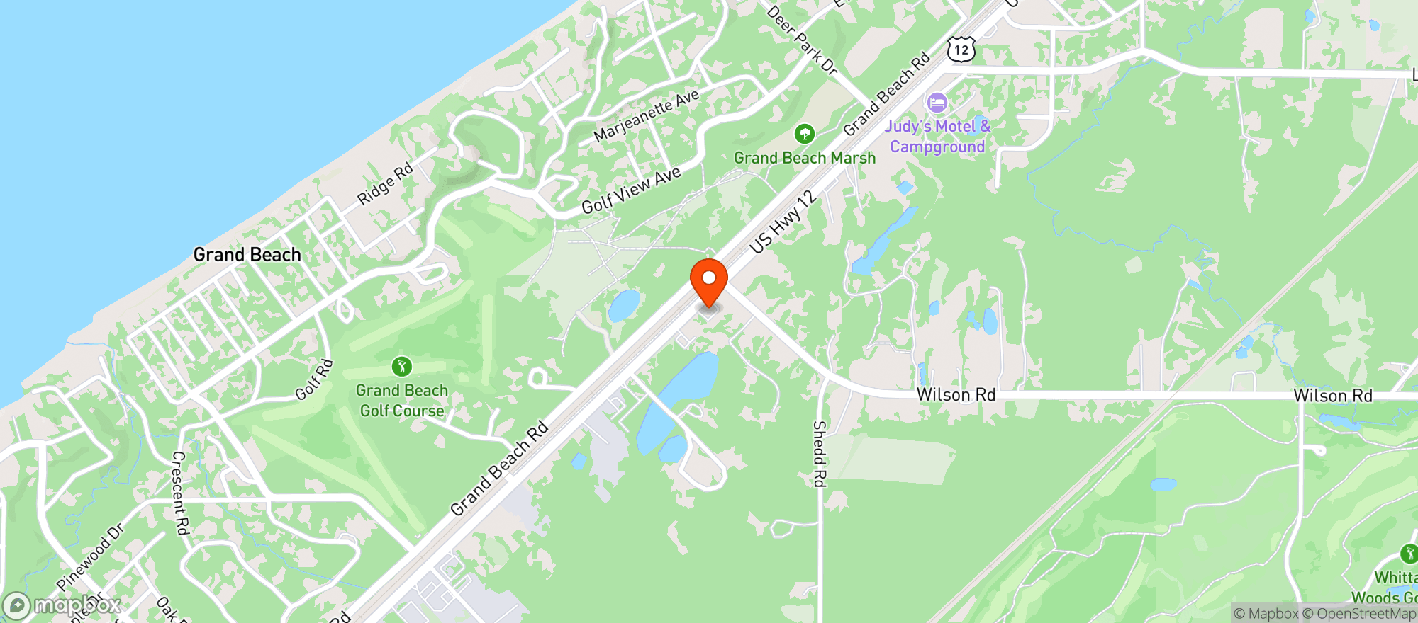 Map showing High Society Weed Dispensary New Buffalo