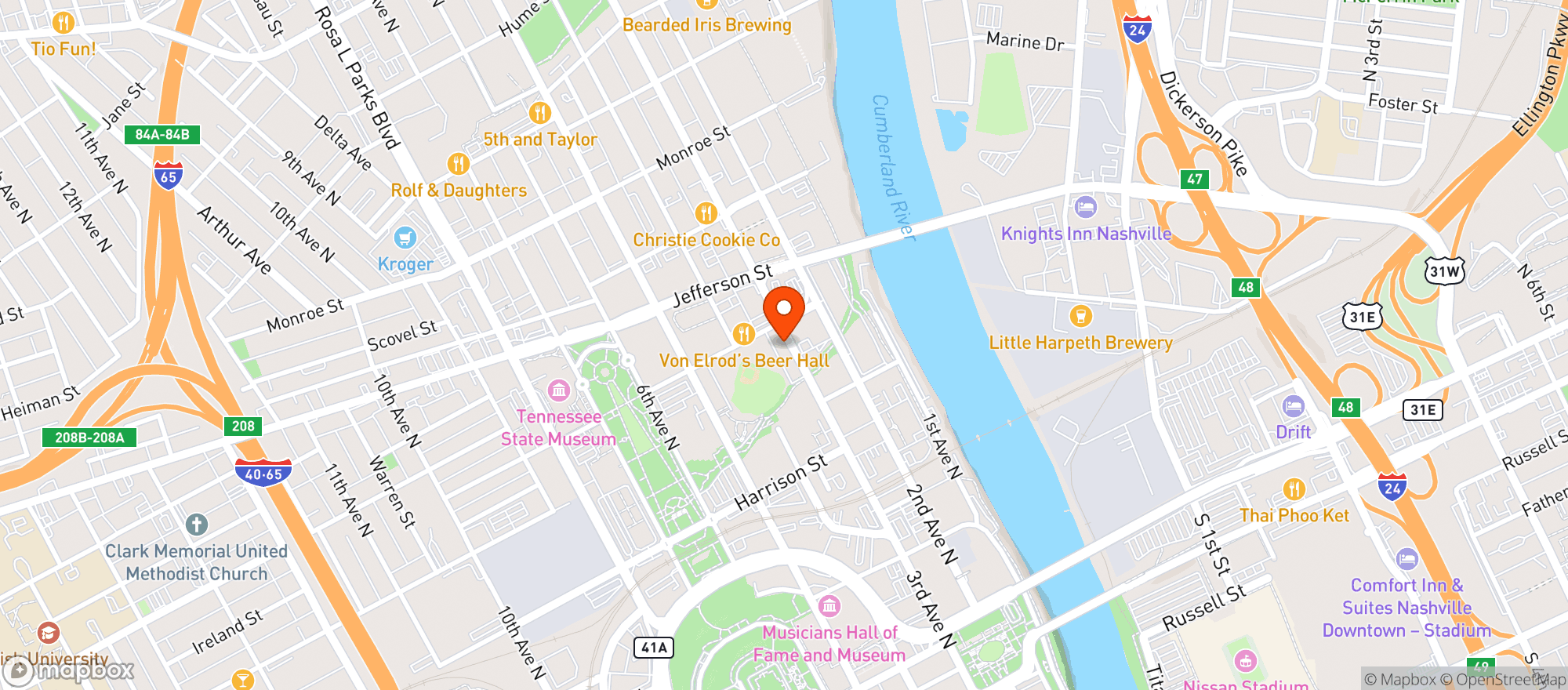 Map showing Brooklyn Bowl