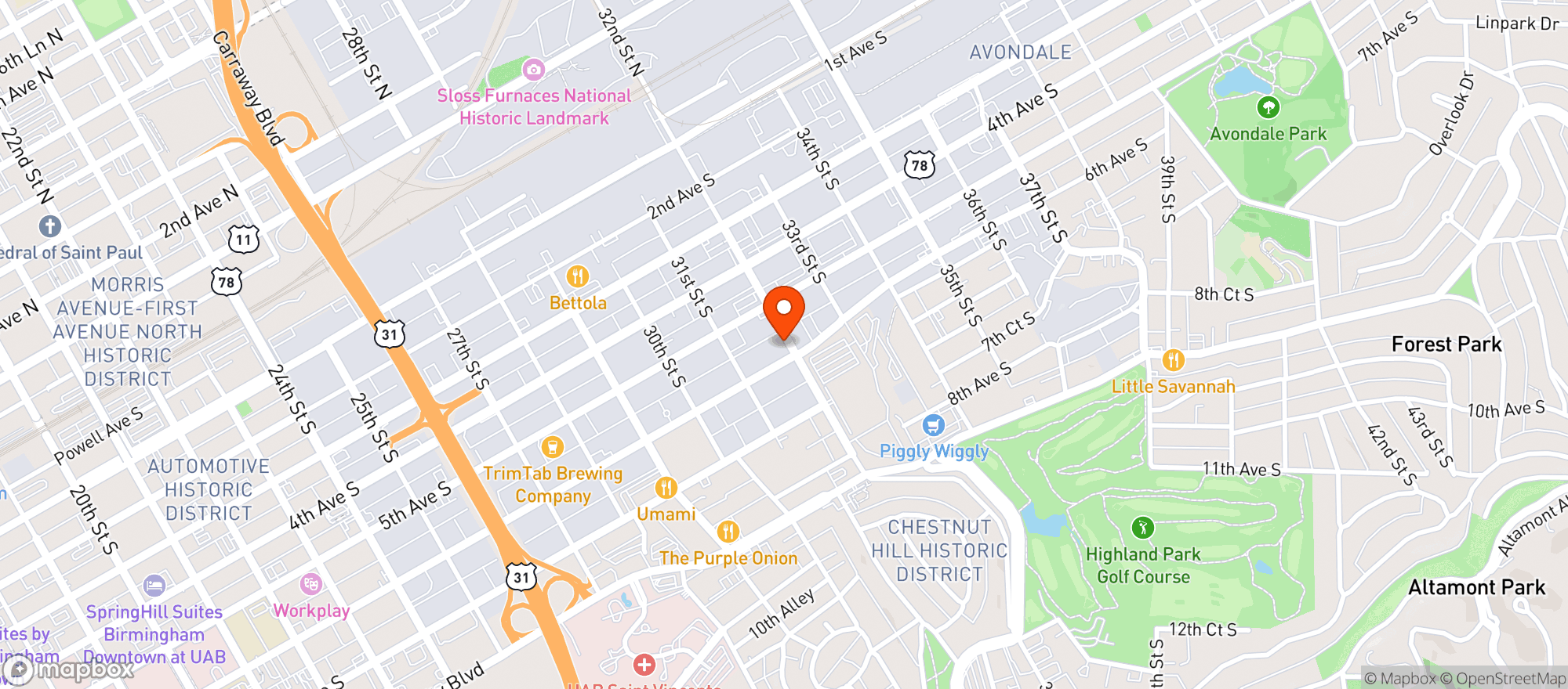 Map showing High Dive Lounge