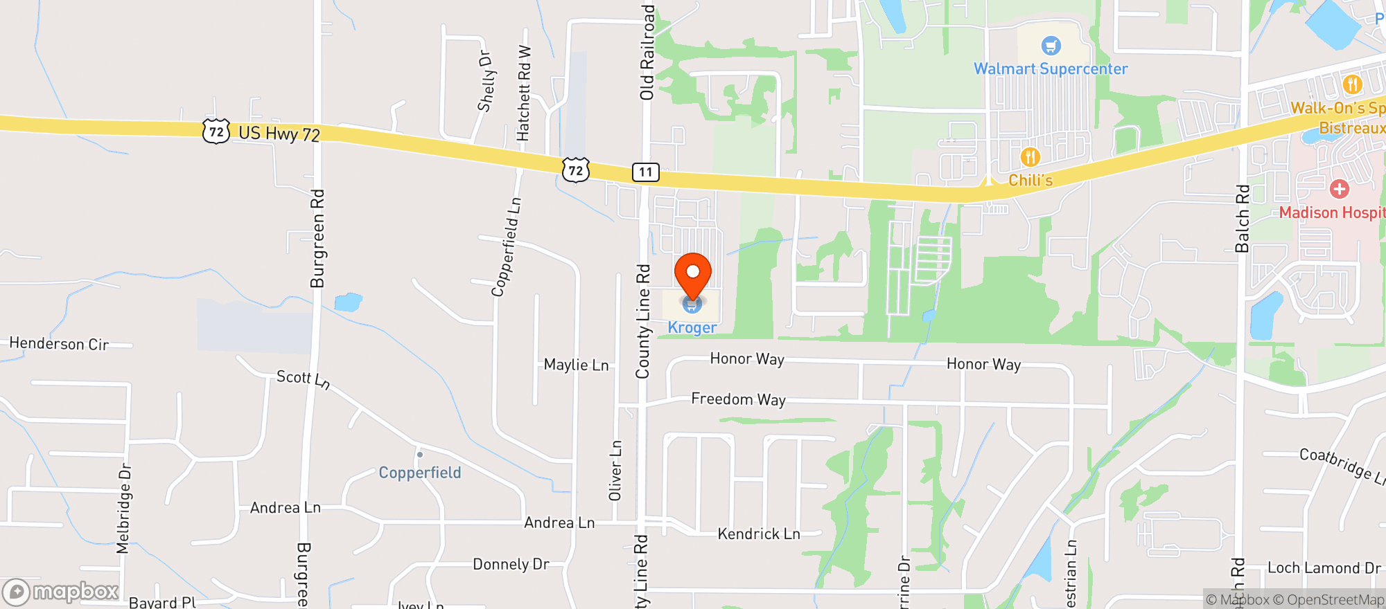 Map showing Kroger
