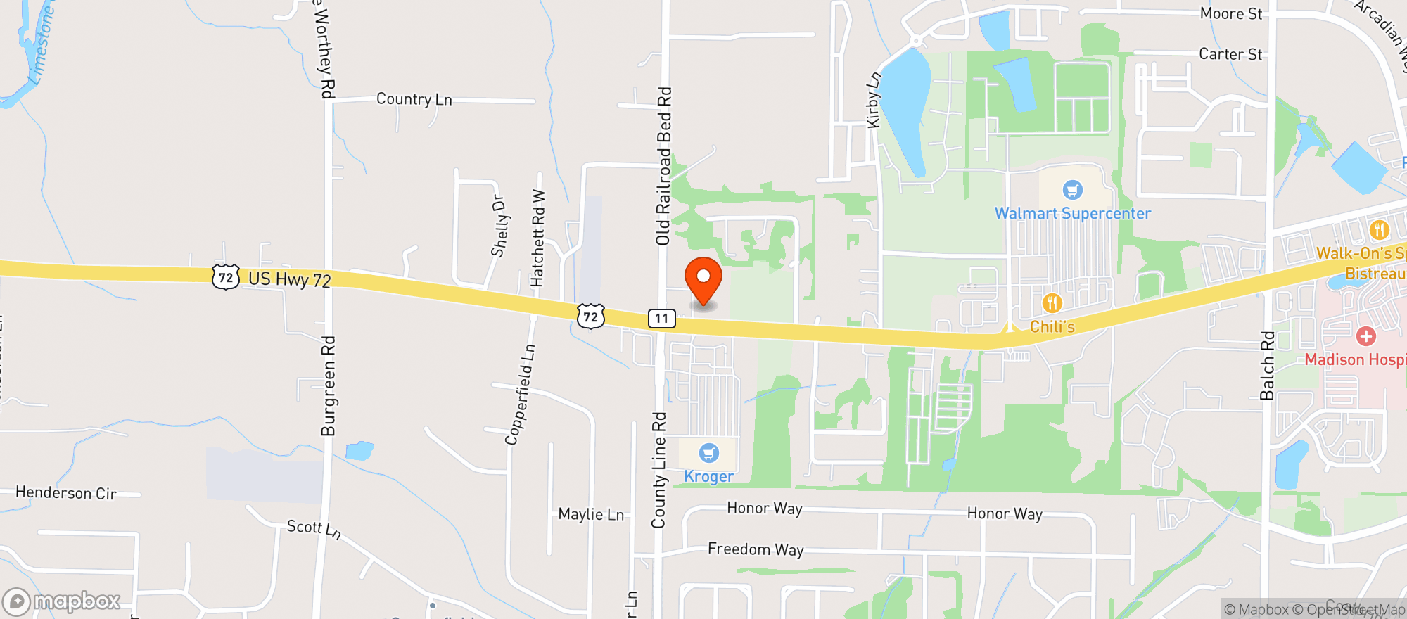 Map showing WINDMILL BEVERAGE HWY 72