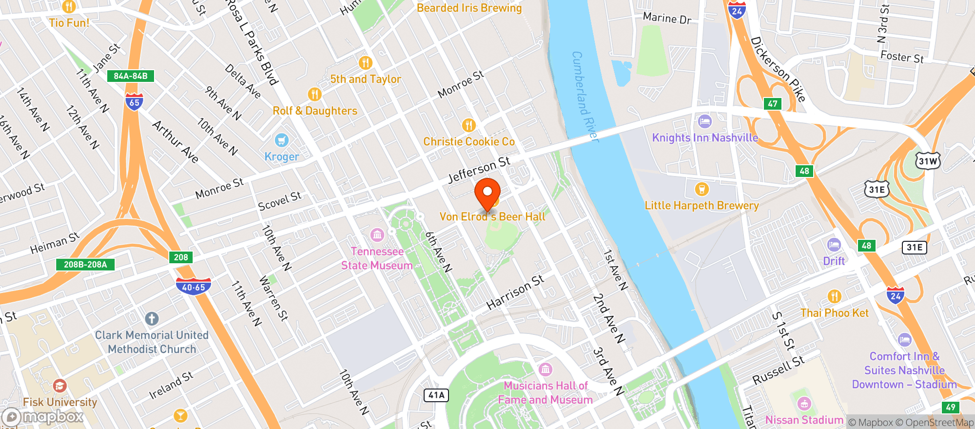 Map showing Nashville Sounds - Centerplate