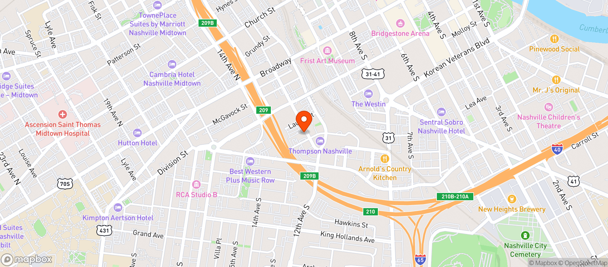 Map showing 12th & Pine
