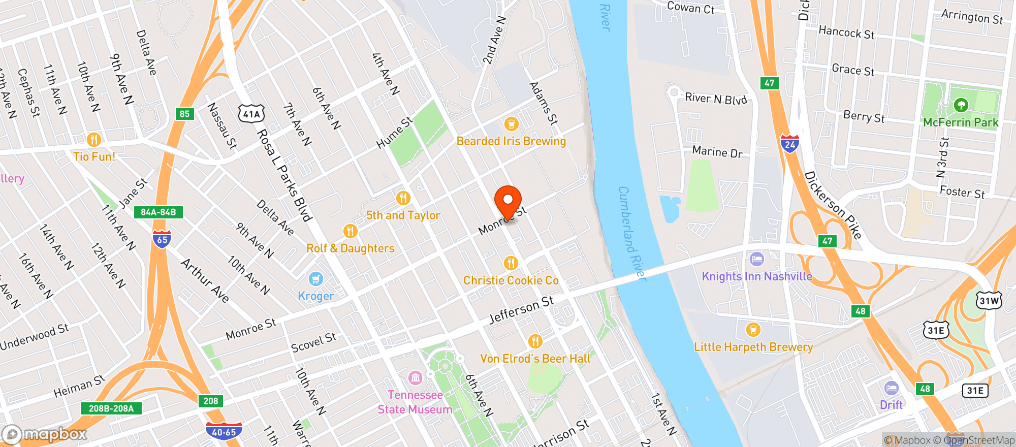 Map showing Buds & Brews