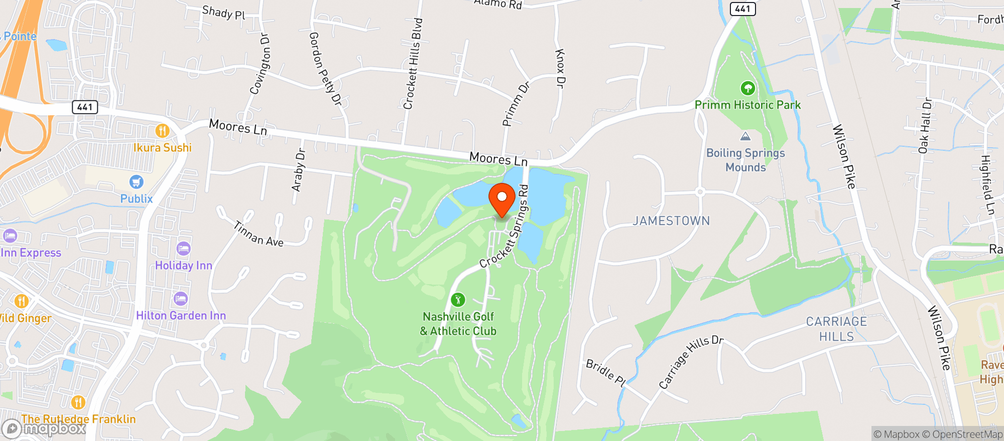 Map showing Nashville Golf Club