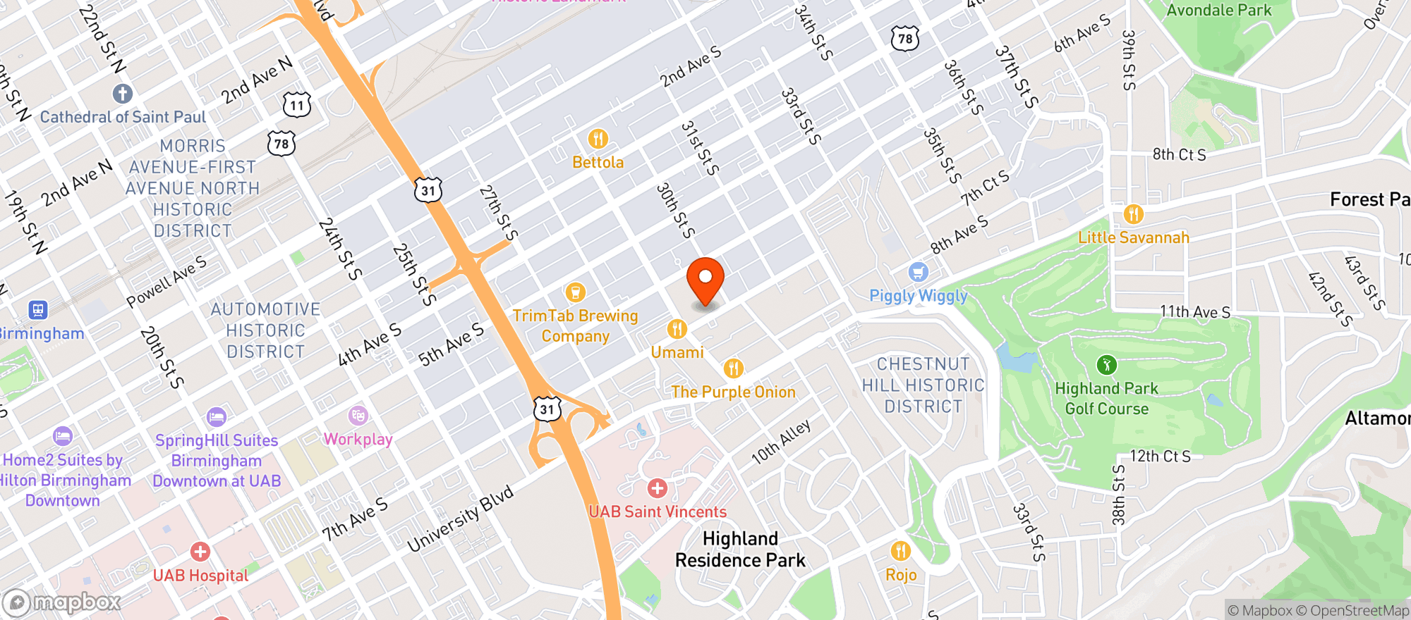 Map showing OG Puff Smoke Shop Birmingham
