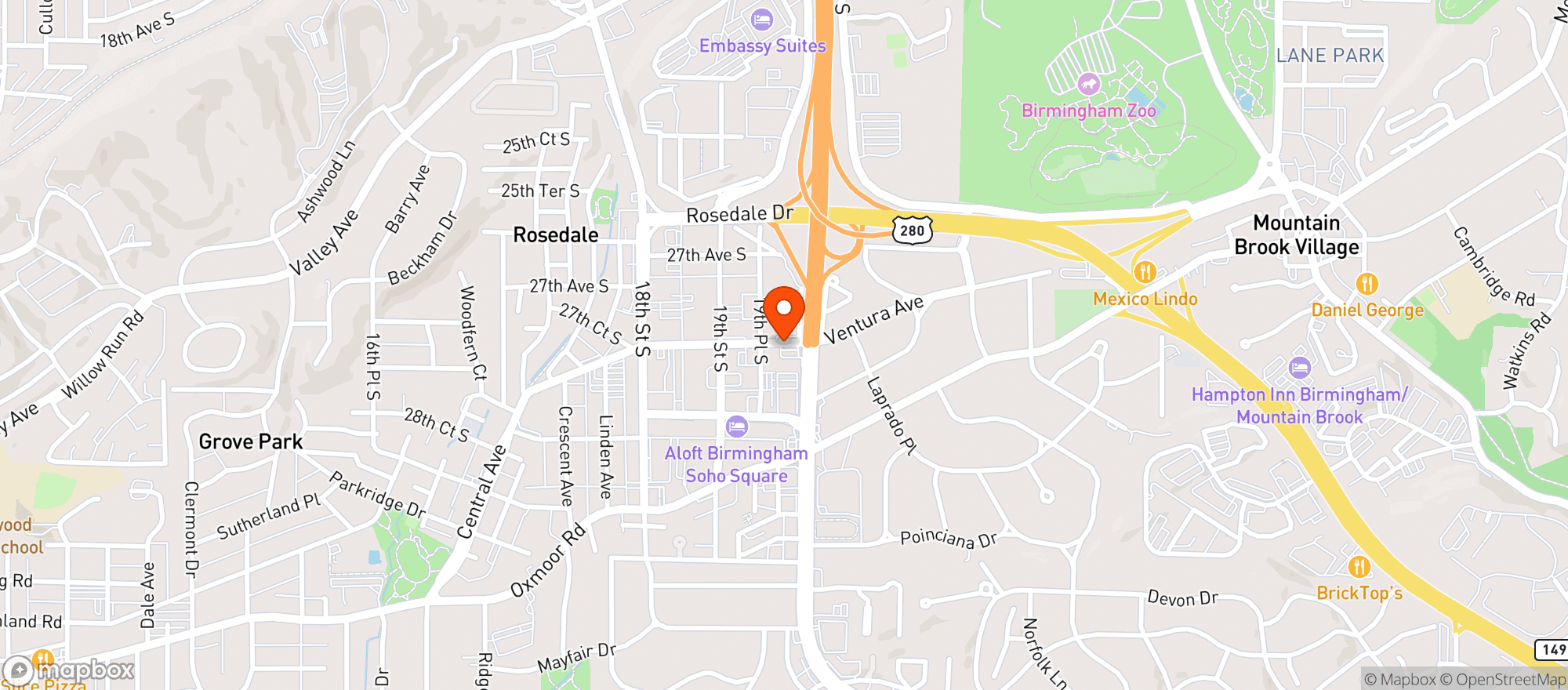 Map showing Toddies Package Store