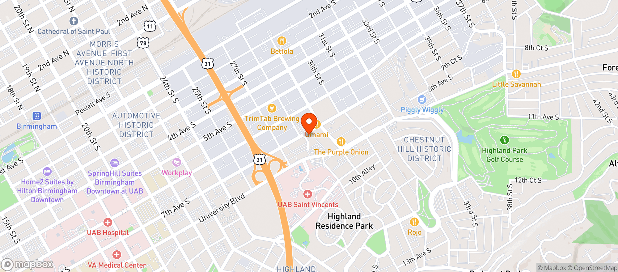 Map showing Jack Browns Beer & Burger Joint