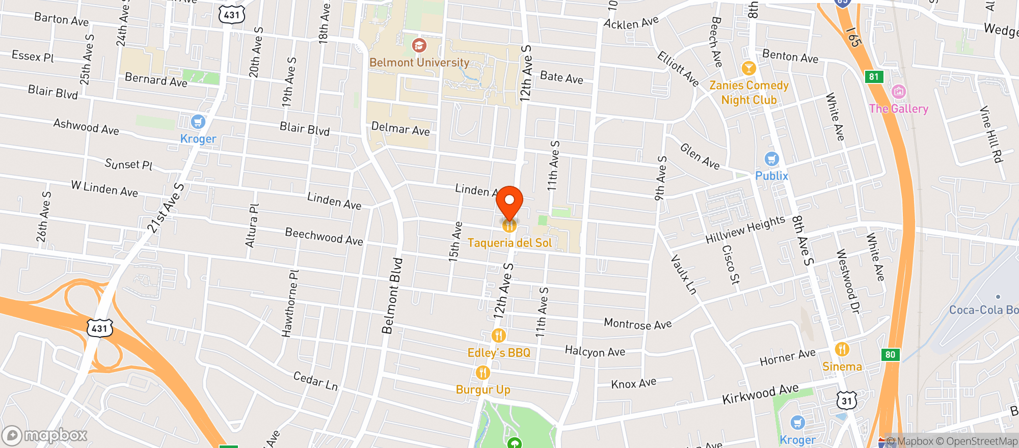 Map showing Postino 12 South