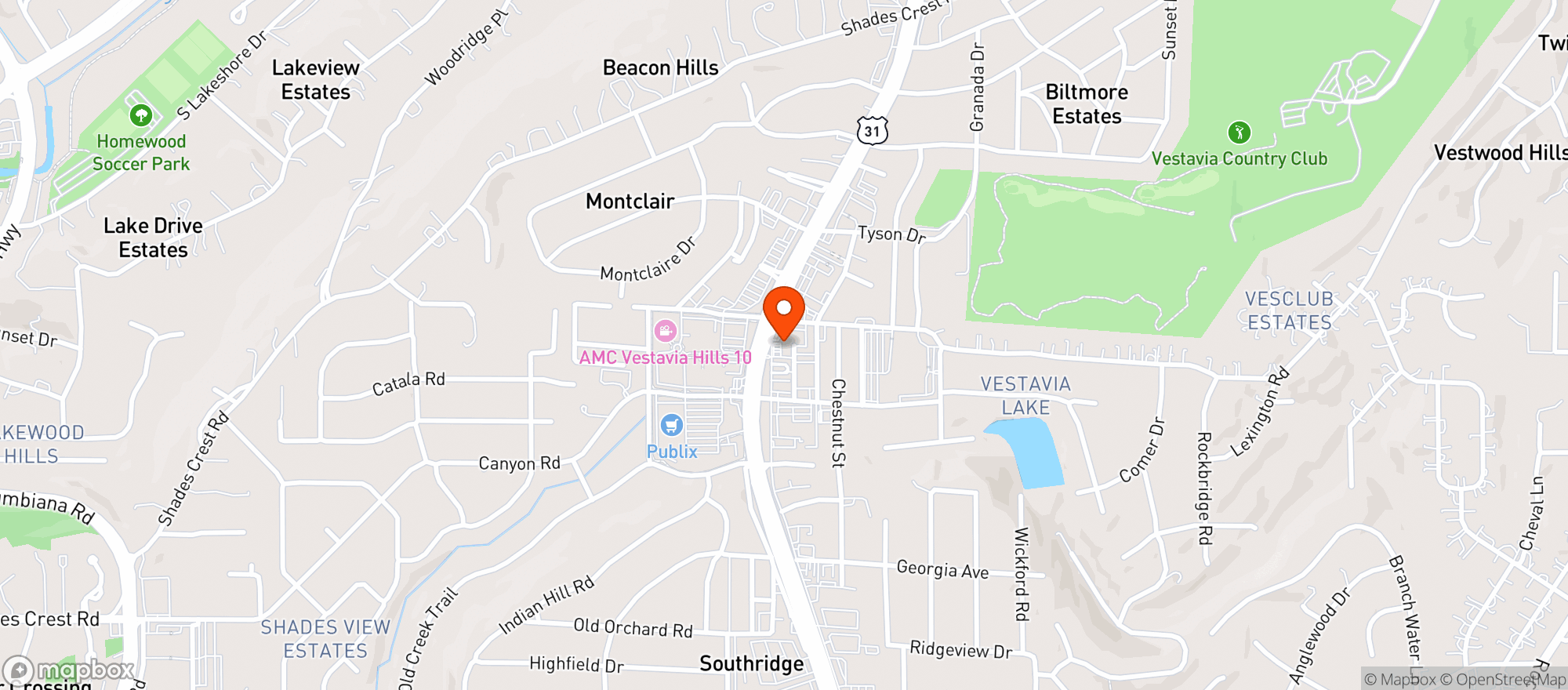 Map showing Vestavia Bp