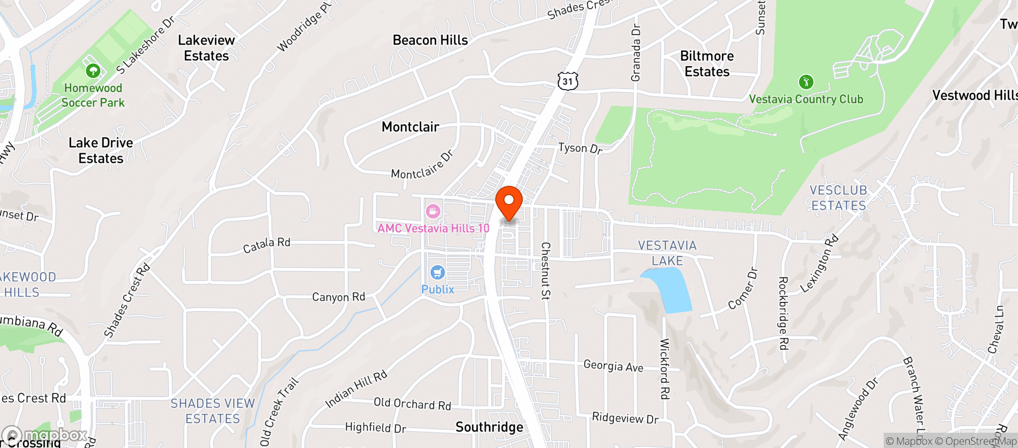 Map showing Chevron - Vestavia Hills 