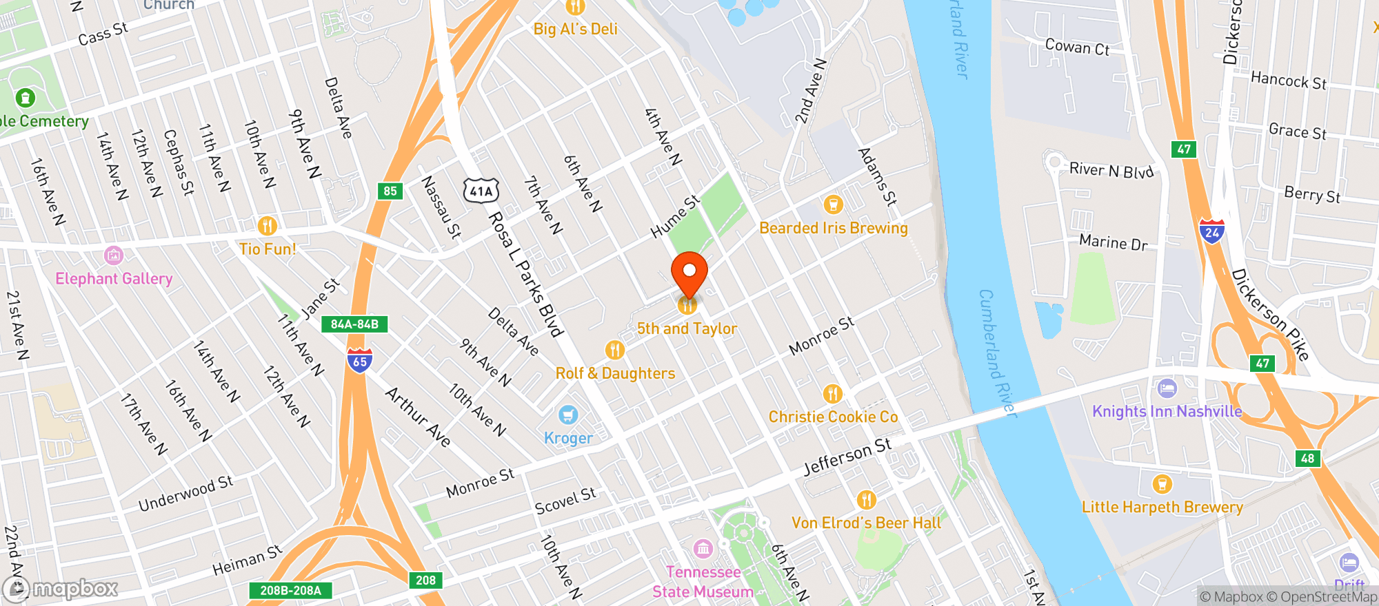 Map showing 5th & Taylor
