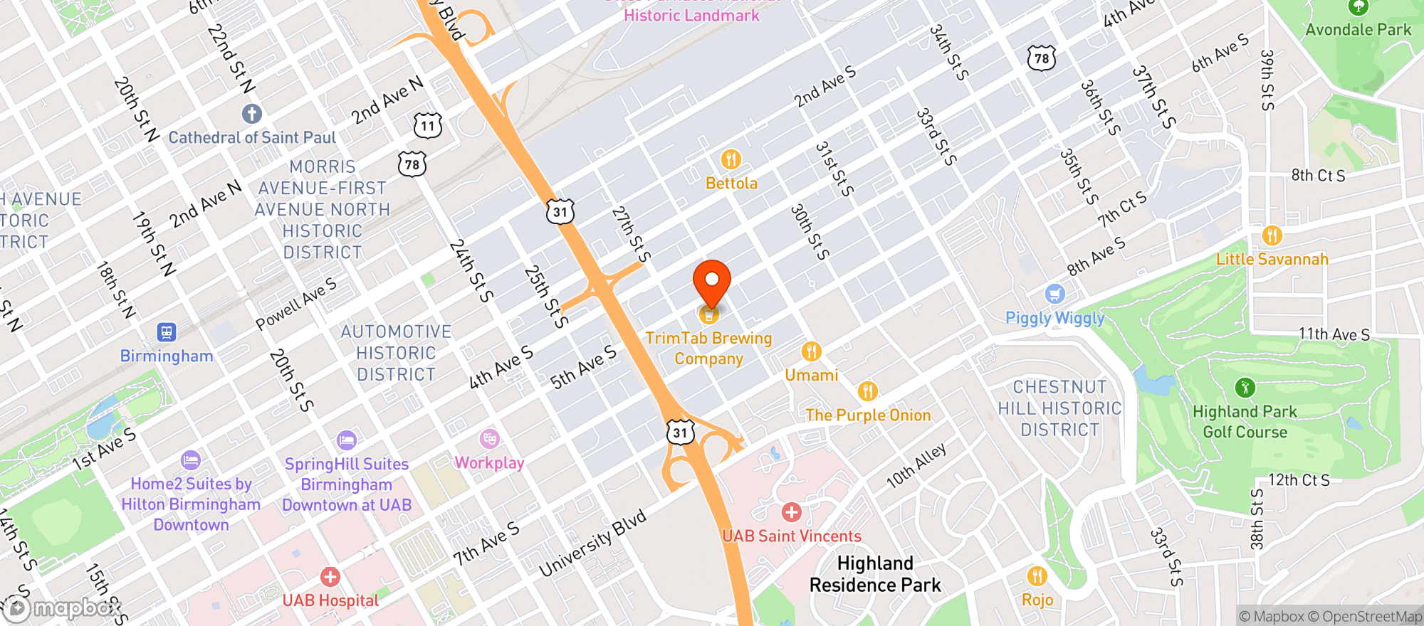 Map showing Trim Tab Brewing Co