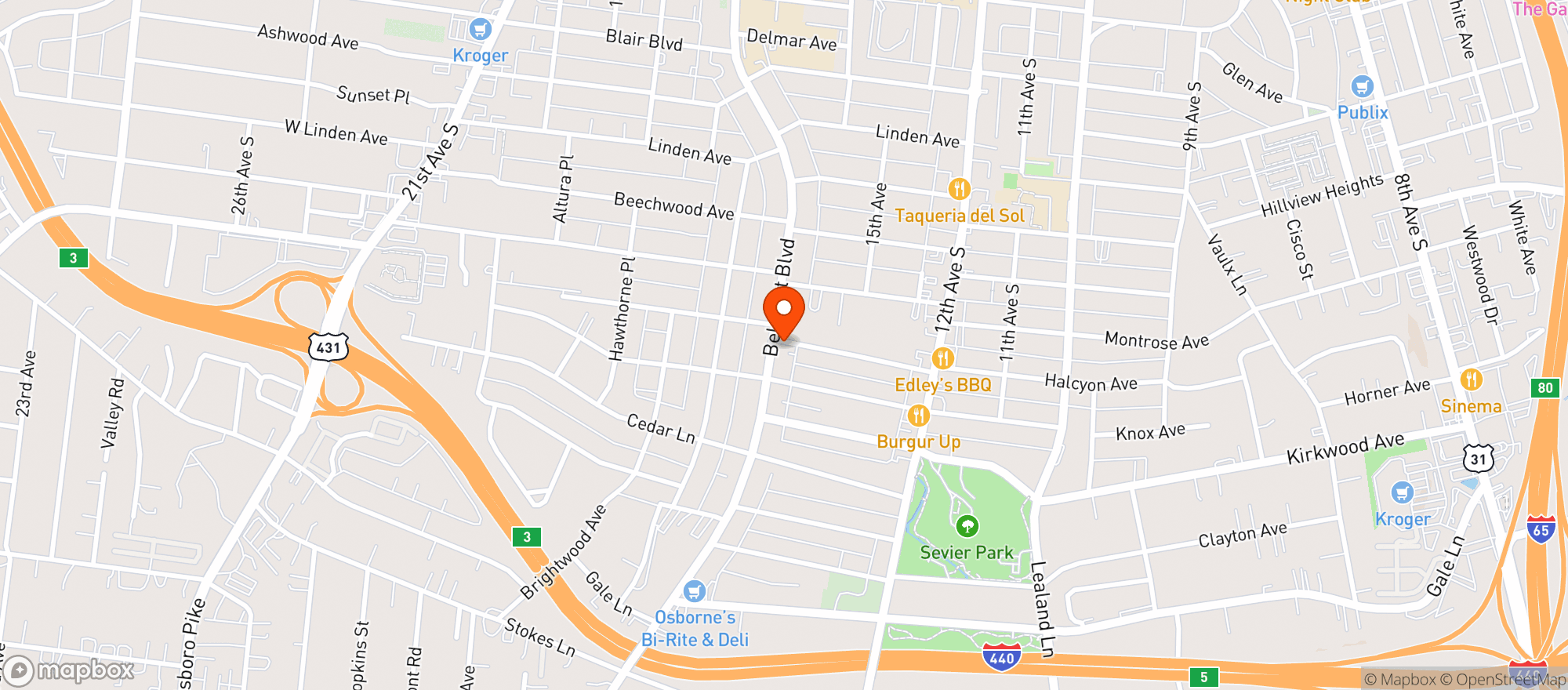Map showing Fruition Salon