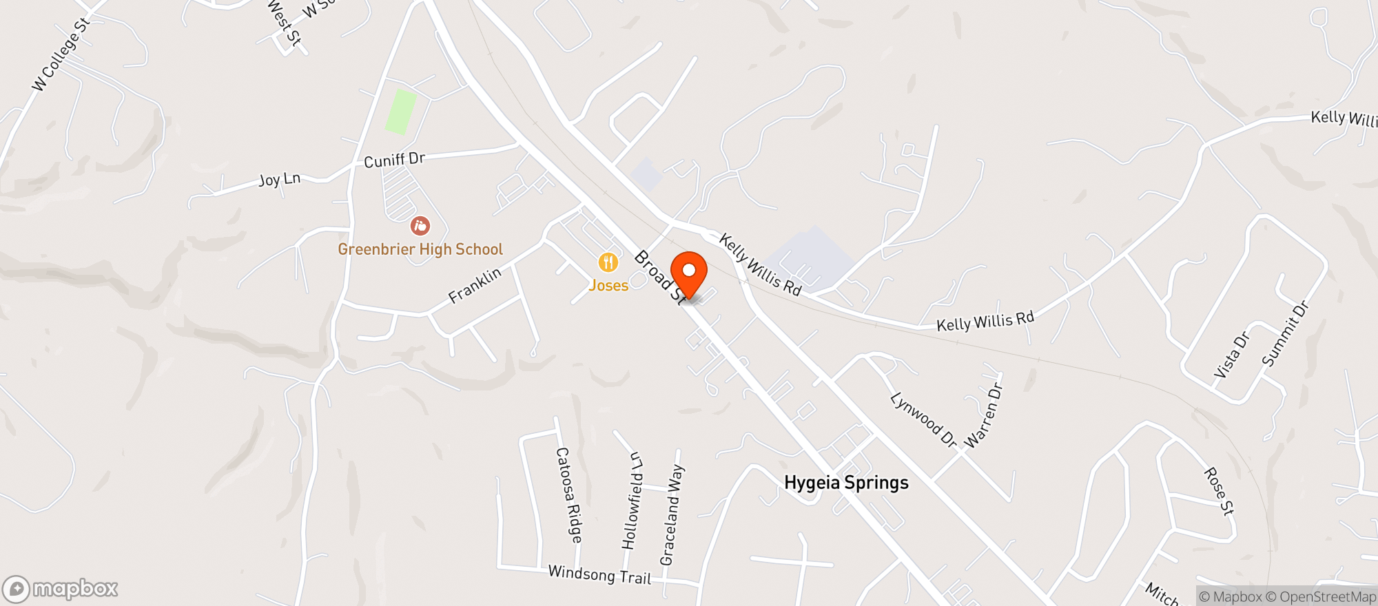 Map showing Greenbrier Quick Stop