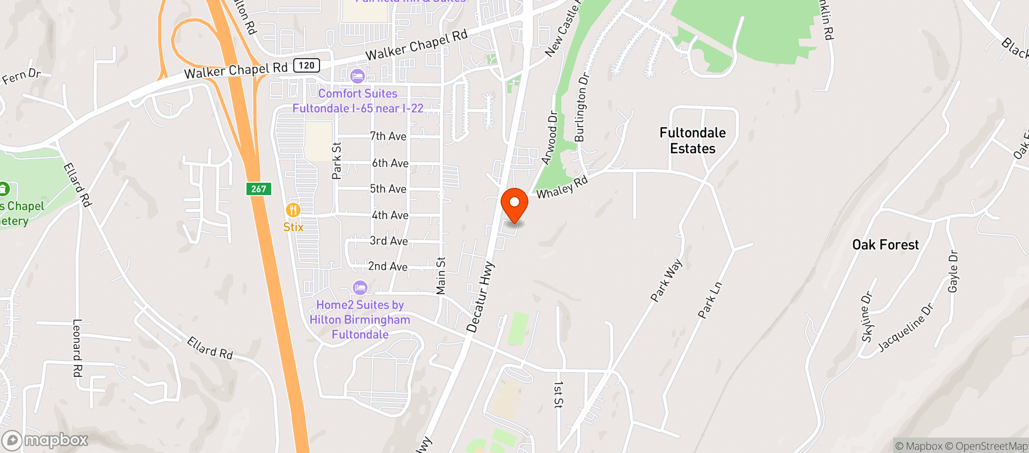 Map showing Flames Smoke Shop