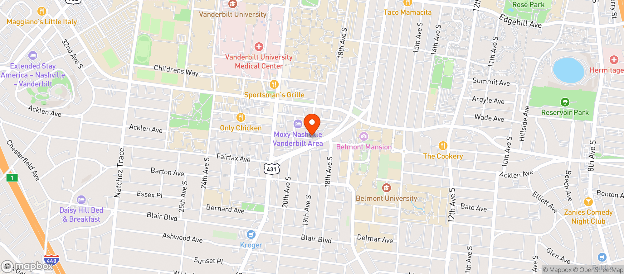 Map showing The Chloe Nashville